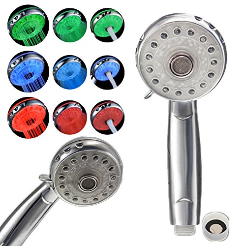 GreForest 3 Farben ändern leuchten LED-Duschkopf für Badezimmer - 5