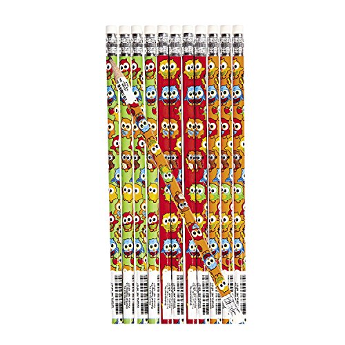 Eule bunt und lustig Bleistift mit Radiergummi 12 Stück Mitgebsel Gastgeschenk Palandi®