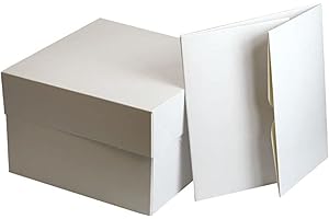 Culpitt Select 12" White Cake Box and Lid, Sturdy Protection and Transport For Celebration And Birthday Bakes, Pack of 10