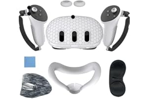 Ertisa VR zubehör Set für Meta Quest 3, Silikon Rundumschutz Hülle für Metaquest 3 inklusive Hülle Abdeckung, VR Silikon Gesichtsabdeckung, Touch-Controller-Griff Hülle, Linsenschutz, Joysticks-Kappe