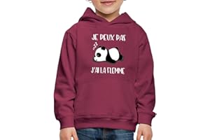 Spreadshirt Je Peux Pas J'ai La Flemme - Cadeau Humoristique pour Grincheux avec Panda Mignon Pull À Capuche Premium Enfant