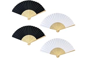 DKDXID 4pcs Handfächer Hochzeit Weiß Fecher Damen Papierfächer Weiss Fächer Hochzeit Gäste Fächer zum Bemalen Kinder Fächer Bastelset Taschenfächer Faltfächer Klappfächer für DIY Wedding Sommer Party