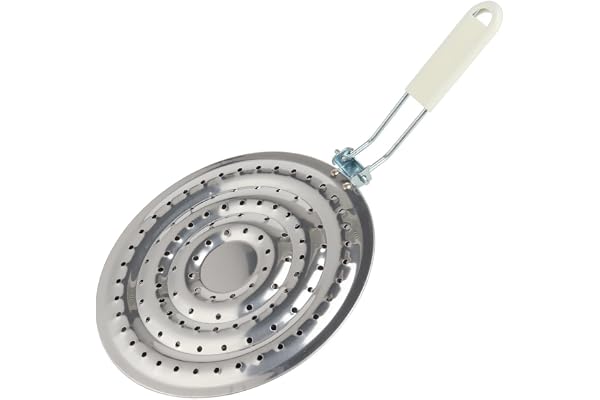 NuoDunco Diffuseur De Chaleur De Plaque De Cuisson, Accessoire pour Gazinière, Argenté, Acier Inoxydable, 21CM