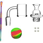 wonbest 25 mm Quarzknaller Glass Banger für Wasserleitungen mit 4 PCS 6mm Glühkugeln und Silikonwachsbehälter, Wachswerkzeug,