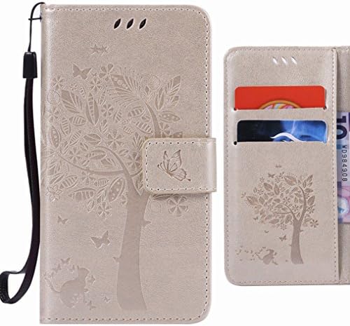 For Huawei Honor 4X / Huawei Glory Play 4X Case, Ougger Tree Printing Wallet Cover Card Slot Premium PU Leather Flip Case Magnetic Bumper Pouch Holster Stand-View Function (Golden)