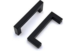 Drenky 2 Stück Schwarz Rostfreier Stahl Türknäufe, Möbelgriff mit Schraube für Schublade, Schrank, Möbel, Küche, Heimdekoration, Lochabstand 64 mm