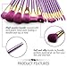 Qivange Makeup Brushes, Professional Vegan/Synthetic Makeup Brush Set Foundation Blush Eyeliner Eyeshadow Makeup Brush Kit + Cosmetic Bag, Purple with Gold (15 pcs)