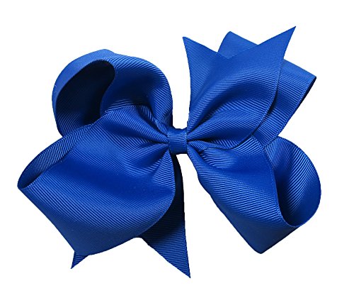 PrettyBoutique 6 Inches Girls Large Grosgrain Hair Bow Alligator Clip (Royal Blue)