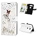 Price comparison product image MOTIKO Sony Xperia XZ2 Compact Case - 3D Bling Leather Wallet Flip Case Magnetic Cover Glitter Crystal Diamonds Flowers Butterfly Gems Card Slots Stand for Sony Xperia XZ2 Compact - White & Butterfly