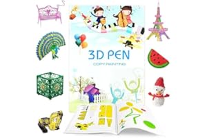 HUANMIN Penna 3D per bambini modello, modelli di penna 3D (40 modelli), set di accessori per penna 3D, filapen da 1,75 mm, filamento PLA 10 colori, 5 m, per stampante 3D（Senza penna）