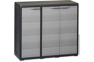 vidaXL Armoire de Rangement de Jardin avec 2 Etagères Organisation Meuble de Stockage Fournitures Ménagères Jardin Patio Extérieur Noir et Gris