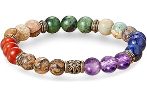 Farfume Chakra Armband Echte Steine, Echte Steine-Edelsteine Armband fur Damen (Chakra armband)