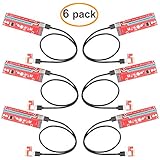 Relper-Lineso 6Pack VER 007S Extender Cable USB 3.0 SATA 15P Power Converter PCI Express PCI-E 1X to 16X Slot Riser Card Extension for Ethereum Mining ETH ZEC(6 Pack V007S)
