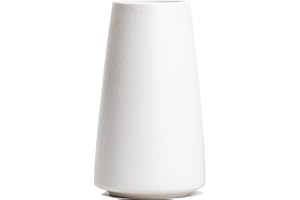 HUBUISH Keramikvase – Blumenvase Weiß, 15cm Minimalistischer Moderne Pampasgras Vase, Bauernhaus Tischregal Boho Deko, passend für Wohnzimmer, Schlafzimmer, Küche, Bürotisch (Reines Weiß, klein)