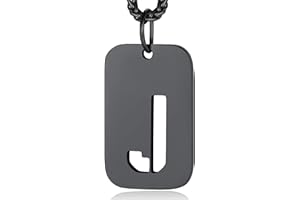 ChainsPro Men Dog Tag Necklace,Personalised Photo/Text Dog Tags for Men Boy Initial Letter Pendant with 22+2'' Chain,Silver/Gold/Black (Gift Wrapped)
