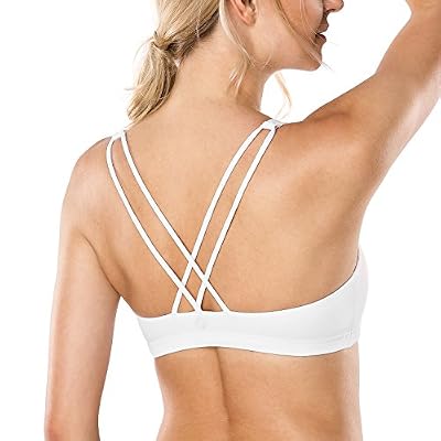 CRZ YOGA Femme Soutien-Gorge de Sport Amovibles Paddé Dos Ouvert Blanc S