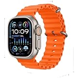 IMPERION WATCHES Ultra Smartwatch with Bluetooth Calling, T800, Heart Rate Monitor, Orange Silicon Band, Square Display, Magnetic Fast Charging Cable: 
