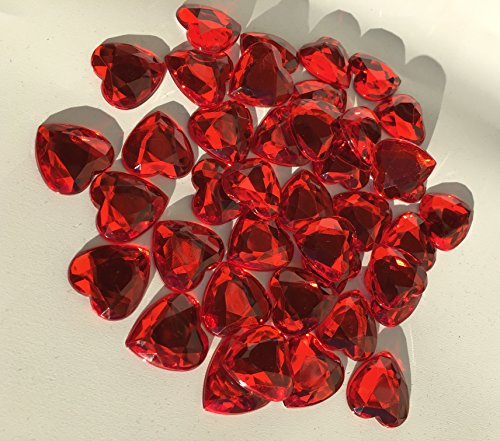 80 Stück glitzernde Strasssteine Deko Herzen 20mm rot basteln Gltzersteine Schmucksteine Strass Steine zum Verzieren Dekoration Liebe von CRYSTAL KING