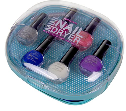 TCW Professional Nail Dryer with Nail Polishes, Turquoise