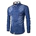 Price comparison product image Men's Shirt, LMMVP Fashion Men Autumn Casual Button Slim Fit Denim Cotton Top Vintage Long Sleeve Jean T-Shirt