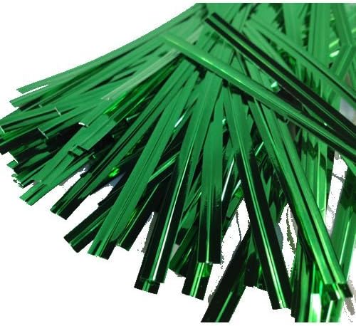 100 Green 4" (100mm) Metallic Twist Ties / Bag Sealers Coloured Plastic with Wire