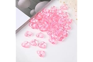 YIEUR 100 cristalli a forma di cuore, con brillantini, 12 mm, rosa, decorazione a forma di coriandoli, in plastica, per matrimonio, Natale, regalo (rosa, 22 mm)