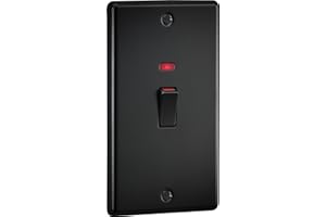 Knightsbridge 45A 2G DP Switch with neon - Matt Black