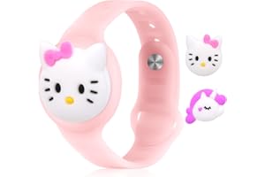 AXFEE Pasek do zegarka kompatybilny z Apple Airtag, silikonowa bransoletka ochronna z 2 wisiorkami, regulowana opaska na nadgarstek do AirTag, trwała, odporna na zarysowania osłona ochronna dla dzieci