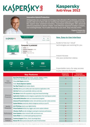 Kaspersky Anti Virus 2012 3 PC 1 year license PC Kaspersky Anti Virus 2012 3 PC 1 year license PC