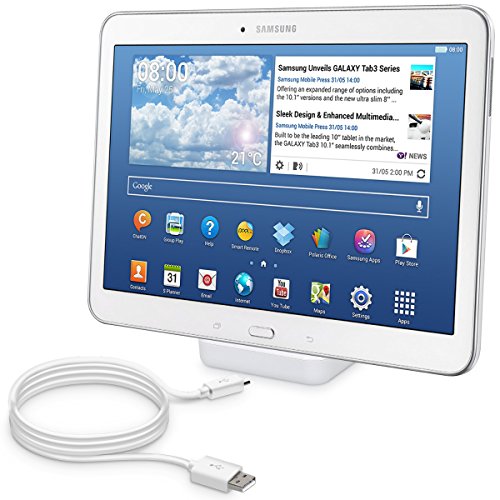 kwmobile Micro USB Dockingstation für Samsung Galaxy Tab 4 10.1 T530 / T531 / T535 – Ladestation Mikro USB Ladekabel Ladehalterung in Weiß - 5