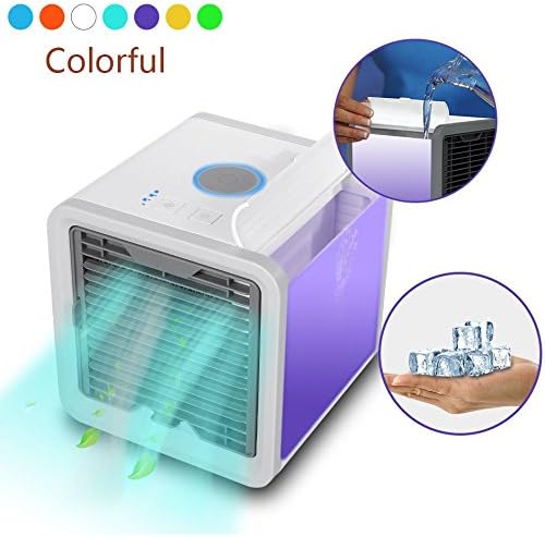 Air Cooler Personal Space Cooler, humidifier &amp; purifier,Third Gear Speed Chill Room by up to 5-8 Degrees,1.2m Cooling Area, 7 Adjustable LED Lights Color(White).