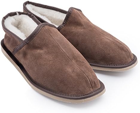 Slipper Bliss Men's Suede Slippers With 100% Genuine Sheepskin Lining (Size EU 43 UK 9 (28 cms))