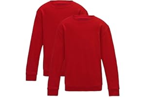 LISTERS SCHOOLWEAR (Pack of 2) Boys Girls School Jumper Round Neck Fleece Crew Neck Sweatshirt Uniform Ages 3-16 Years