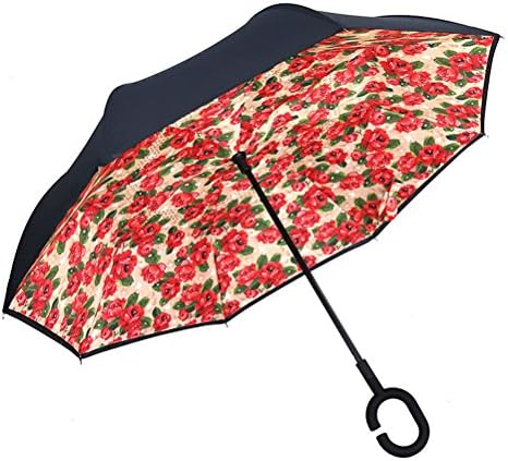 Rack LUYIASI Double Inverted Umbrella Hands-free Large Men's Long Handle Straight Car Reverse Umbrella Blue White Clouds