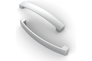 FURNIWARE Tirador de 5 piezas para muebles, distancia del agujero de 128 mm, tirador de arco para gabinete, tirador de cocina, para puerta de armario de cocina, baño, cromo