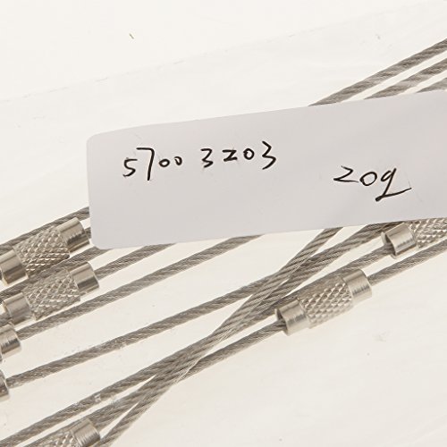 10x Edelstahl-Drahtseil Multifunktionale Männer Schlüsselring Geschenk Silber 35cm – silber, 10cm - 7