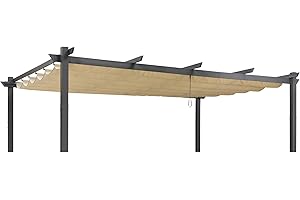 PURPLE LEAF Bache pour Pergola, Toile Pergola 4,8 x 3,5 m Retractable, Toile de Tonnelle Toile de Toit Rechange pour Jardin Terrasse, Beige