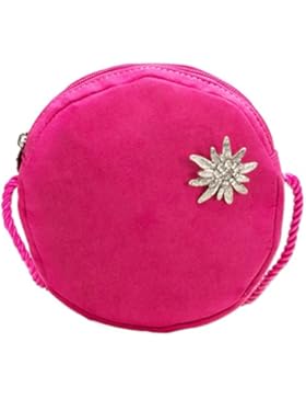 Alpenflüstern Trachten-Rundtasche Strass-Edelweiss Pin DTA06800025 Damen Umhängetaschen 16x16x2 cm, Pink