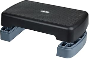 UPFIT - Step de fitness, marche de step - Hauteur modulable - 2 hauteurs possibles: 12.5 et 18 cm - Surface antidérapante - Rangement pratique - Couleur: Noir - Dimensions: 44.5 x 22.5 x 12.5 ou 18 cm