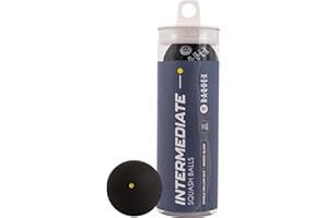 Raquex Tube de 3 Balles de Squash Balles de Squash à Point Rouge pour débutants, Juniors à Point Bleu, Point Jaune avancé, Double Point Jaune compétition. Approuvée par la WSF