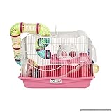 Little Zoo Hattie Cage à hamster avec tubes Rose