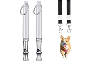 LULIYLDJ 2 set di fischietti per cani, fischietto promemoria professionale, fischietto antiabbaio, fischietto per cani ad ultrasuoni a lunga distanza, due corde per l'istruzione e l'addestramento-bianco