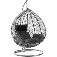 Yaheetech Rattan Egg Swing Chair, Garden Swing Chair Patio Hanging ...