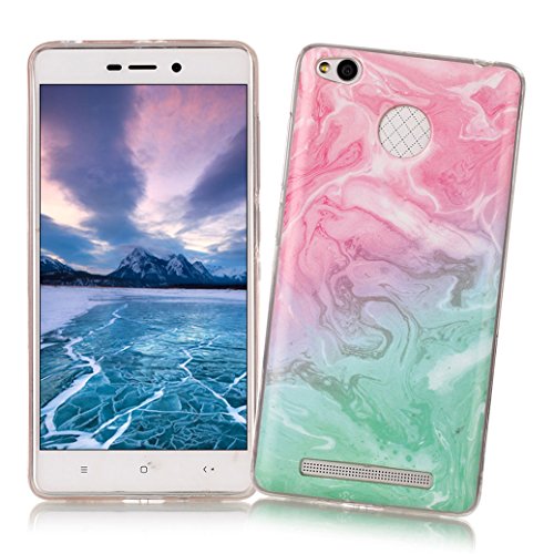 Funda XiaoMi RedMi 3S AllDo Carcasa Dise  o del Patr  n de M  rmol Funda Suave Gel de TPU Carcasa Flexible Lisa Funda Delgada Ligera Smooth Soft Case Cover Anti-rasgu  os Anti-choque Carcasa Protectora con M  rmol de Moda Duradero Funda de Silicona para XiaoMi RedMi 3S - Rosa Cyan
