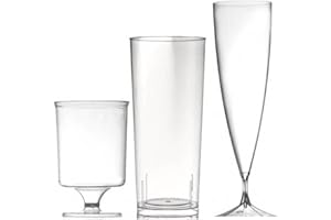TABLE'COLORS 300 Verres Réutilisables et Recyclables - 100 Flûtes Champagne 13,5 cl + 100 Verres Cocktails 30 cl + 100 Verres à Vin 17 cl - Fabriqué en France, Lavable - Qualité Supérieure et Durable