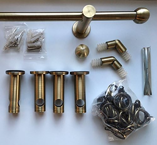 BAY WINDOW Trade Pole® 16mm Set, 360cm complete set with rings and corner elbows (Antique Brass Effect)