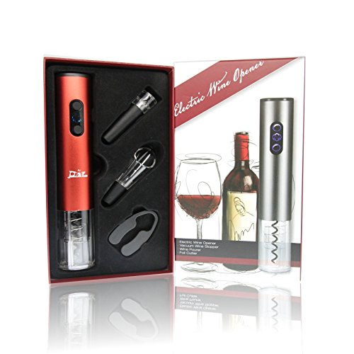 ANOLE Weinflaschenöffner Satz Elektronischer Öffner Korkenzieher mit Folienschneider, Ausgießer und Vakuumstopper Einfach öffnen für Wein Bier Champagner Geschenk Rot