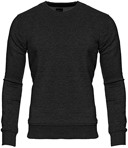 Merish Felpa Uomo, Maglione, Collo Rotondo, Felpa a Manica Lunga Polsini girovita e Girocollo a Costine Sweatshirt 220 Antracite S