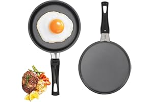 WAVATA Mini padella per uovo, 14 cm, mini padella per uova con manico, resistente al calore, antiaderente, portatile, campeggio, cucina, omelette per fornelli a gas, fornello a induzione