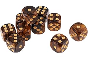 B Blesiya Set 10 Dés à Jouer 6 Faces en Résine Dice D6 D&D TRPG pour Jeux de Société Party Bar -16mm - Noir + Or